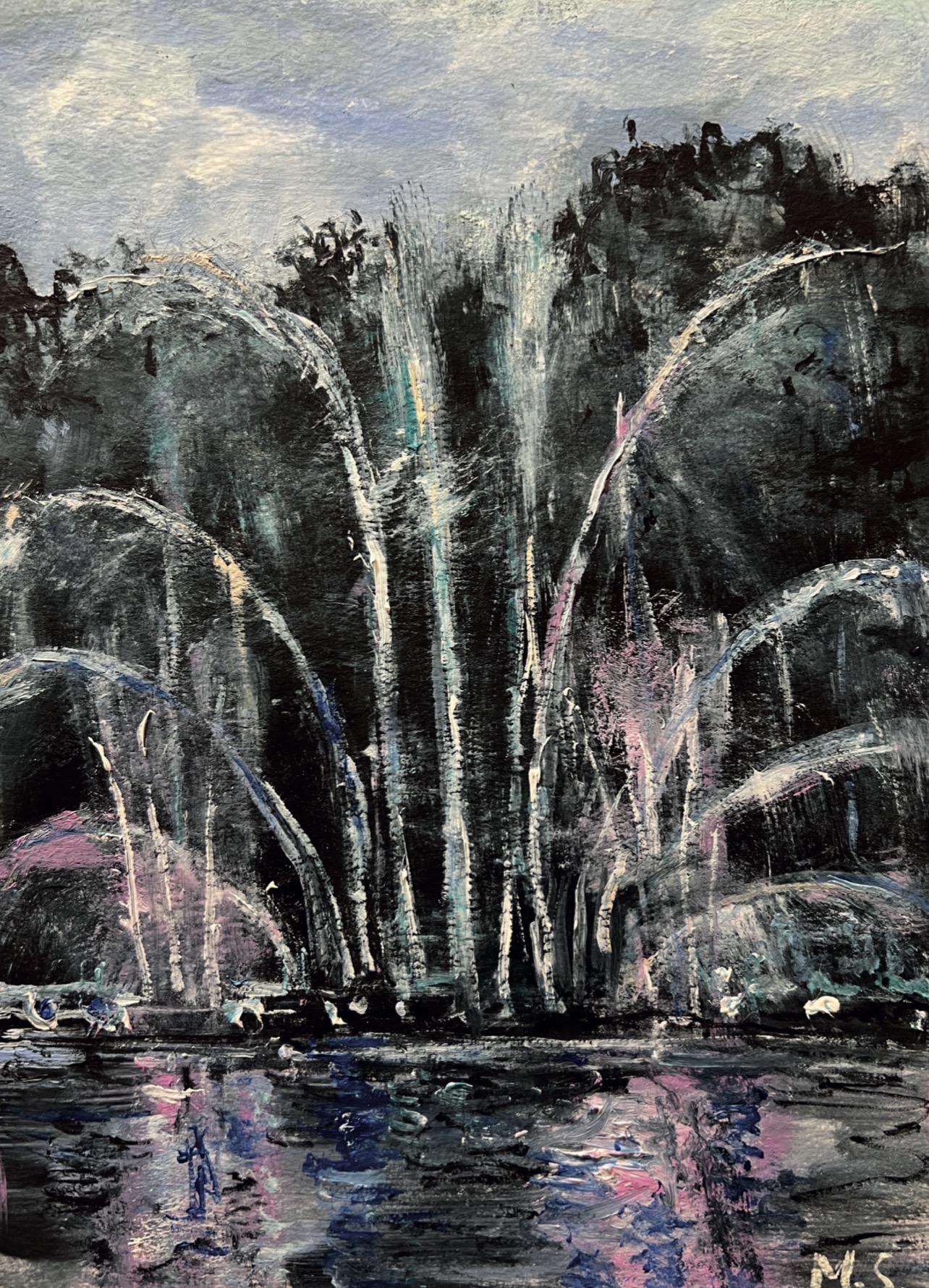 City Fountains Evening painting by Marina Stognieva
